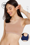 Zivame Girls Double Layered Non Wired Full Coverage Slip-on Beginner Bra (Pack of 2) - Multicolor — thumbnail 1